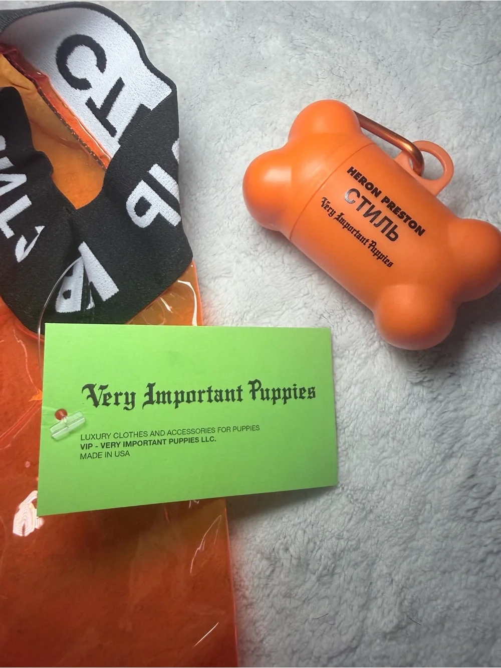Heron Preston & Very Important Dogs - Clear Orange Rain Coat For Dog, Size XL